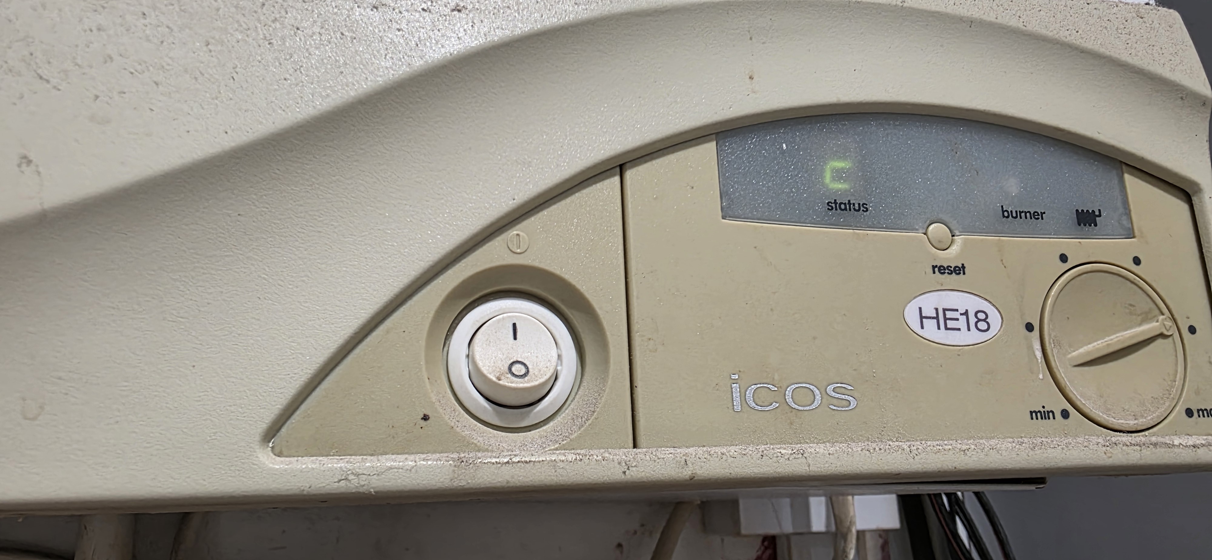 “Boiler display showing a fault code on a modern gas boiler”